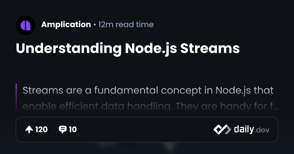 Understanding Node.js Streams | daily.dev