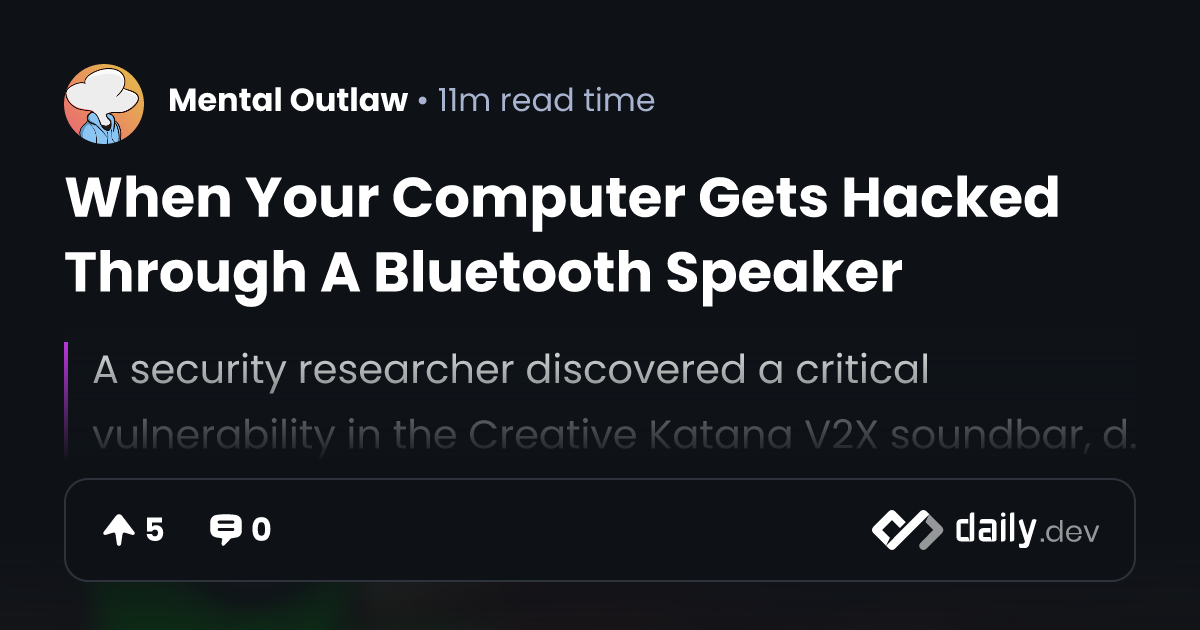 When Your Computer Gets Hacked Through A Bluetooth Speaker