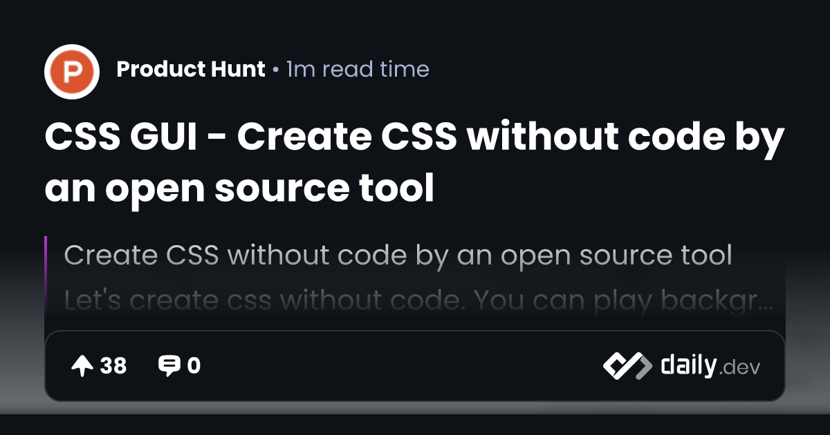 CSS GUI - Create CSS without code by an open source tool