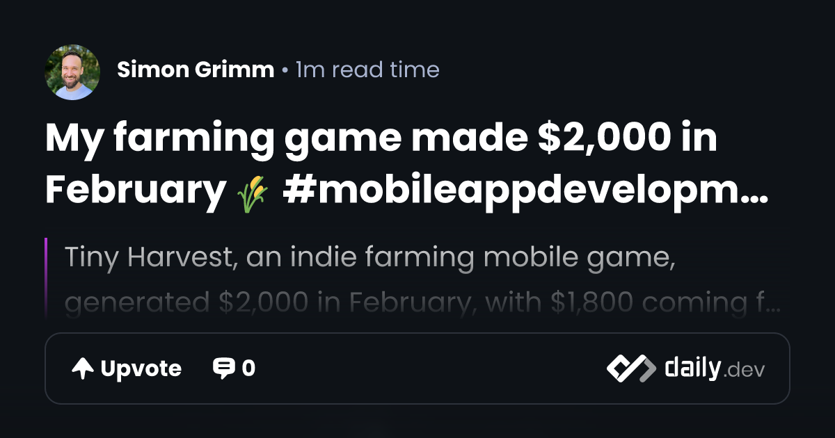 My farming game made $2,000 in February 🌾 ...