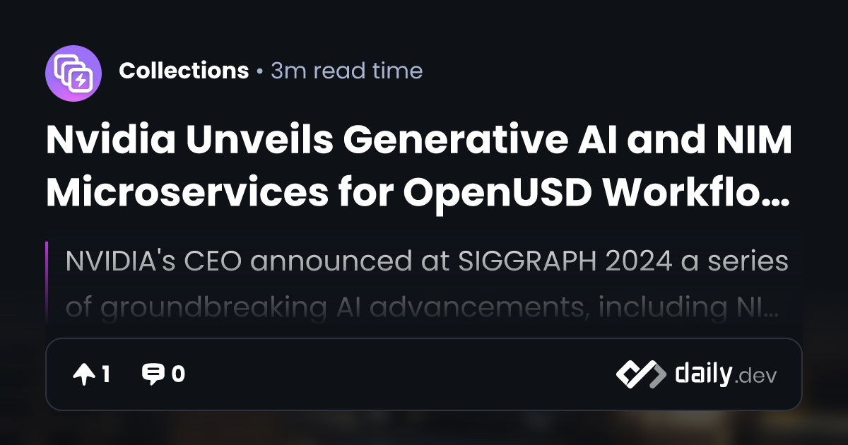 Nvidia Unveils Generative AI and NIM Microservices for...