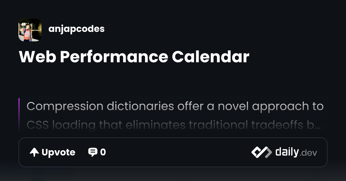 Web Performance Calendar | daily.dev