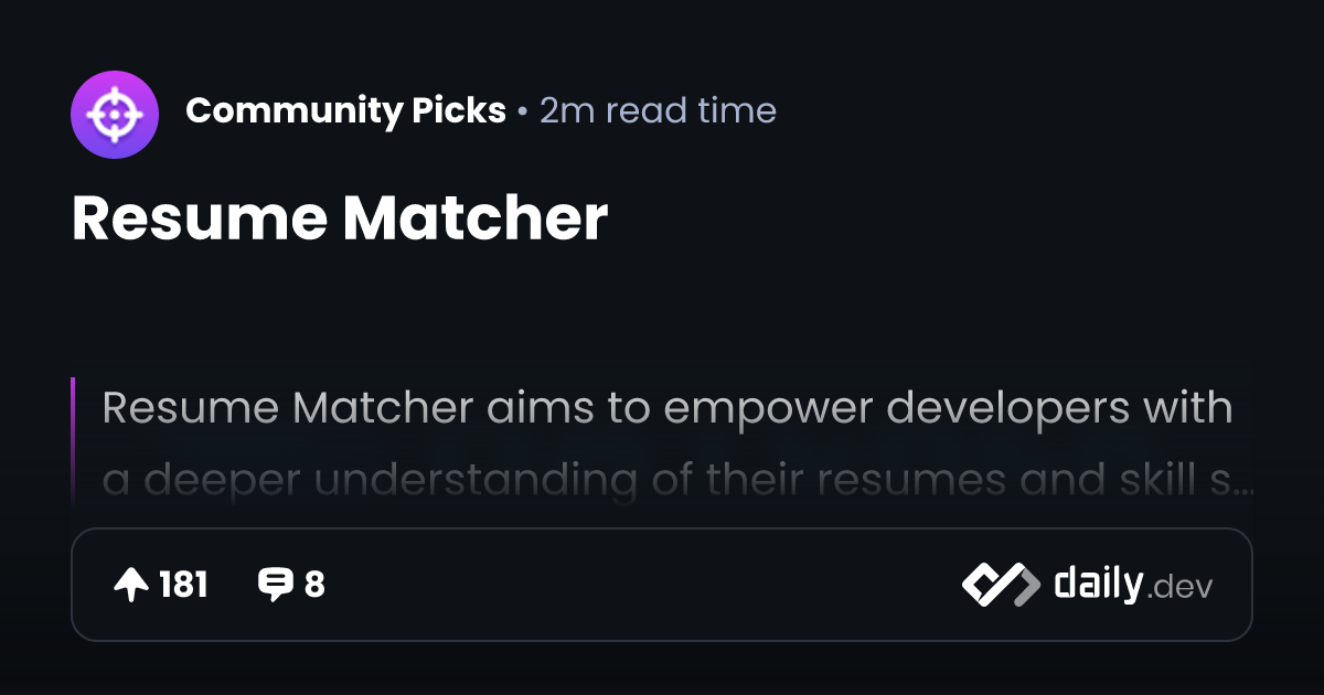 Resume Matcher | daily.dev