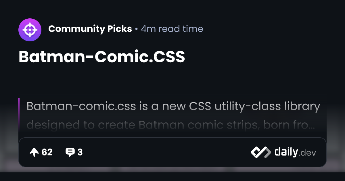 Batman-Comic.CSS | daily.dev