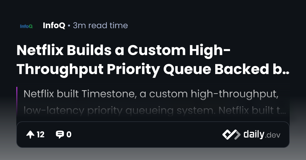 Netflix Builds a Custom High-Throughput Priority Queue Backed by Redis ...