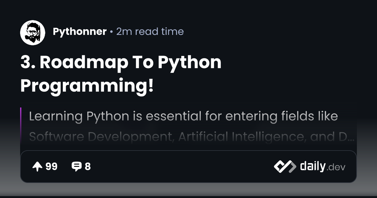 3. Roadmap To Python Programming! | daily.dev