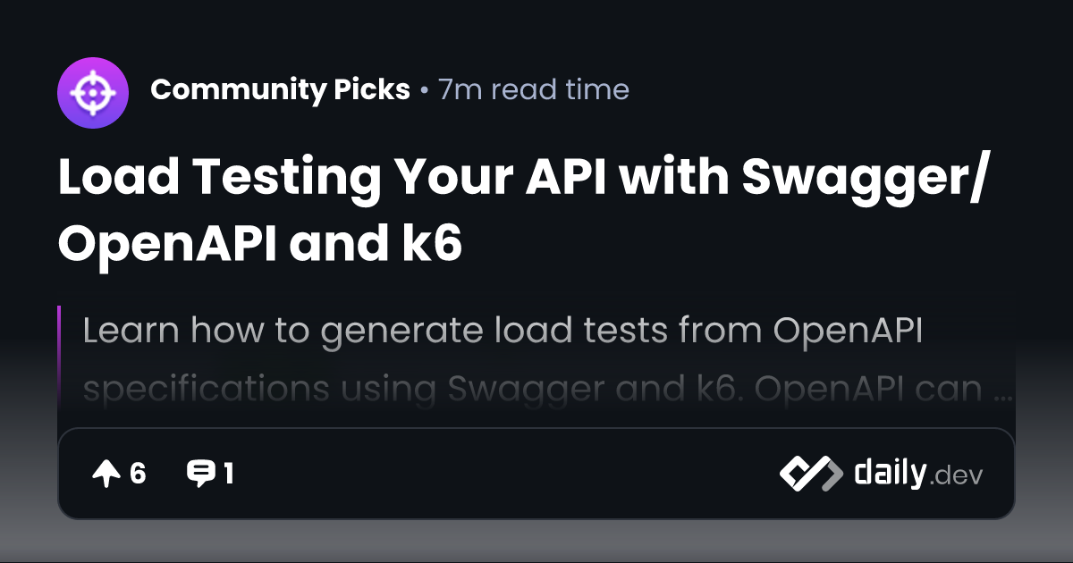 Load Testing Your API with Swagger/OpenAPI and k6 | daily.dev