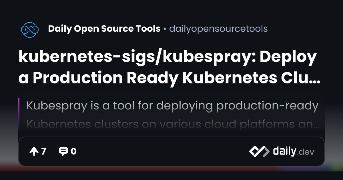 kubernetes-sigs/kubespray: Deploy a Production Ready...