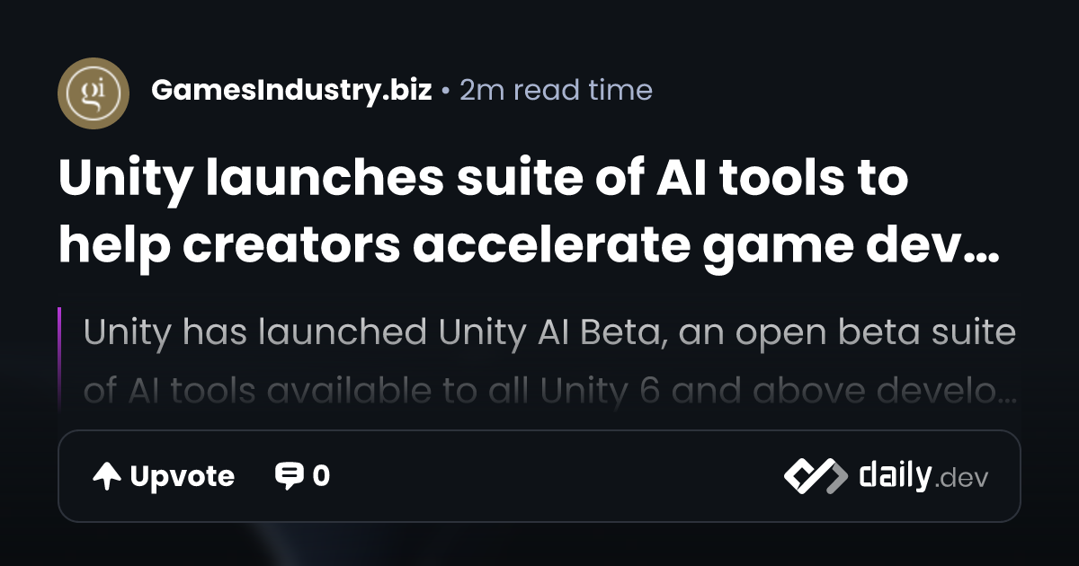 Unity launches suite of AI tools to help creators...