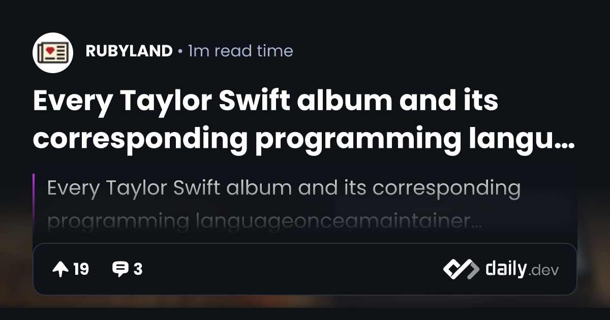 Every Taylor Swift album and its corresponding programming language ...
