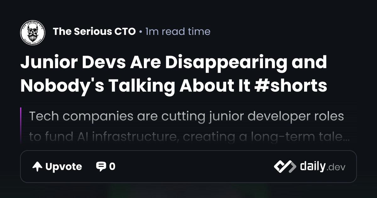 Junior Devs Are Disappearing and Nobody's Talking About...