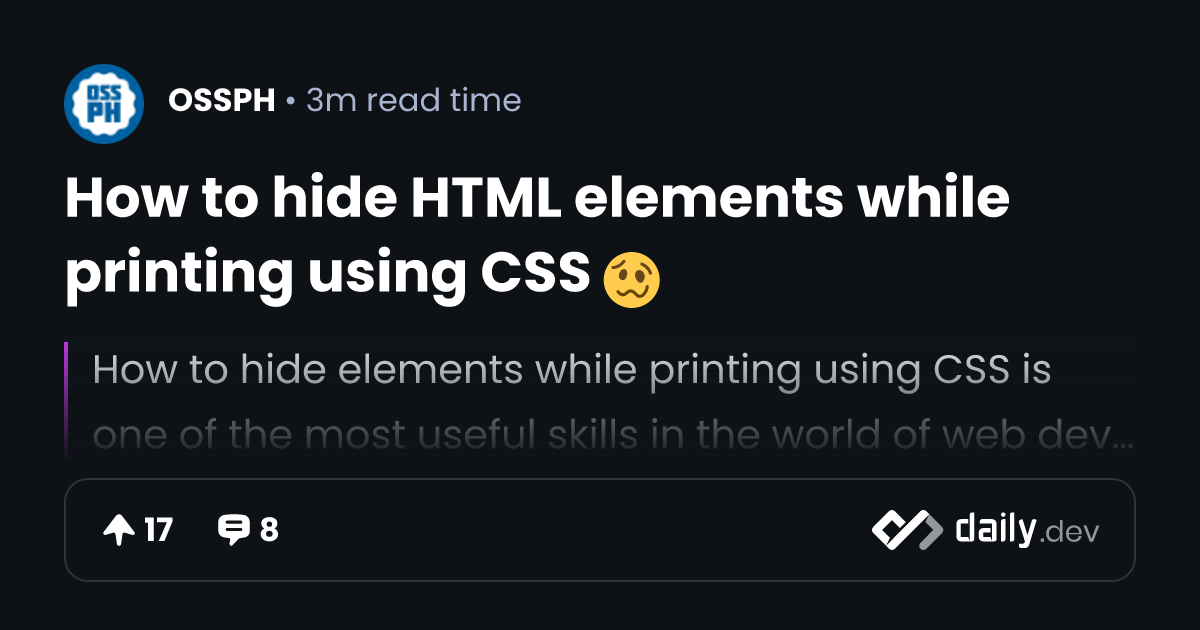 How to hide HTML elements while printing using CSS 🥴