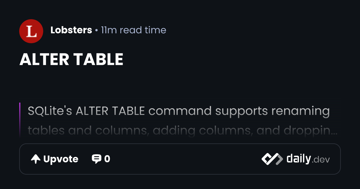 ALTER TABLE | daily.dev