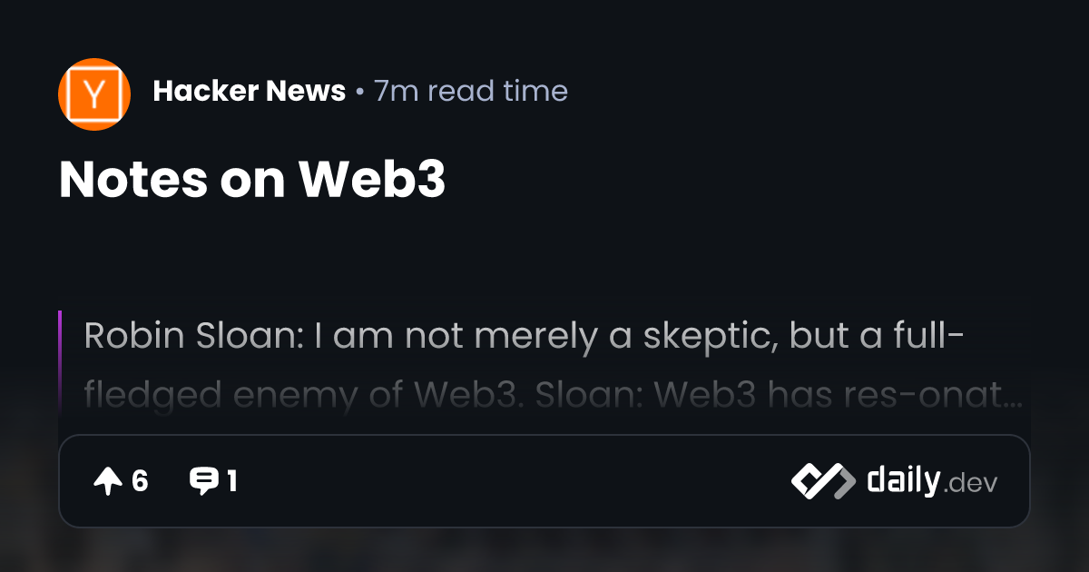Notes on Web3 | daily.dev