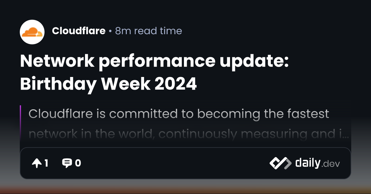 Network performance update: Birthday Week 2024 | daily.dev