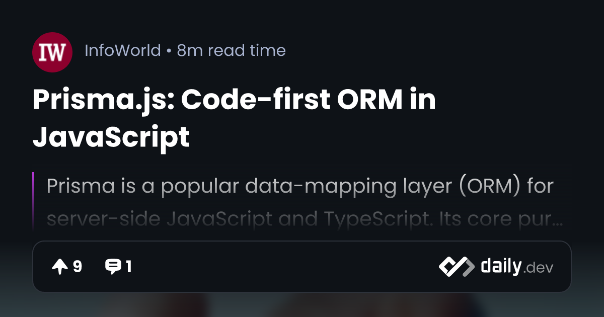 Prisma.js: Code-first ORM in JavaScript