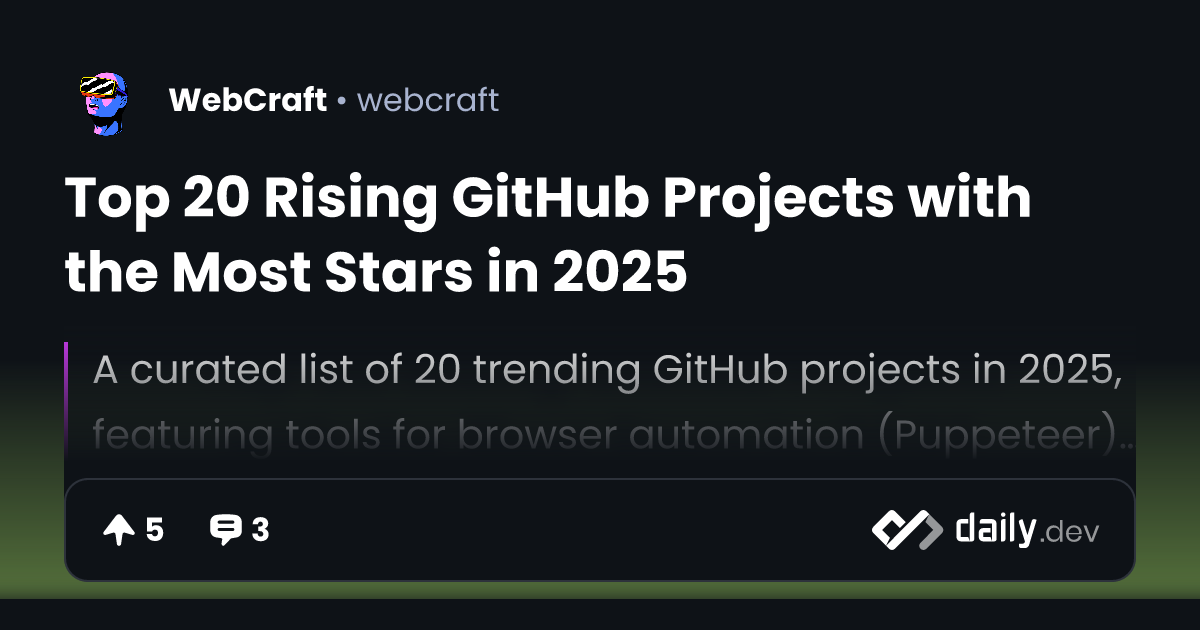 Top 20 Rising GitHub Projects with the Most Stars in 2025