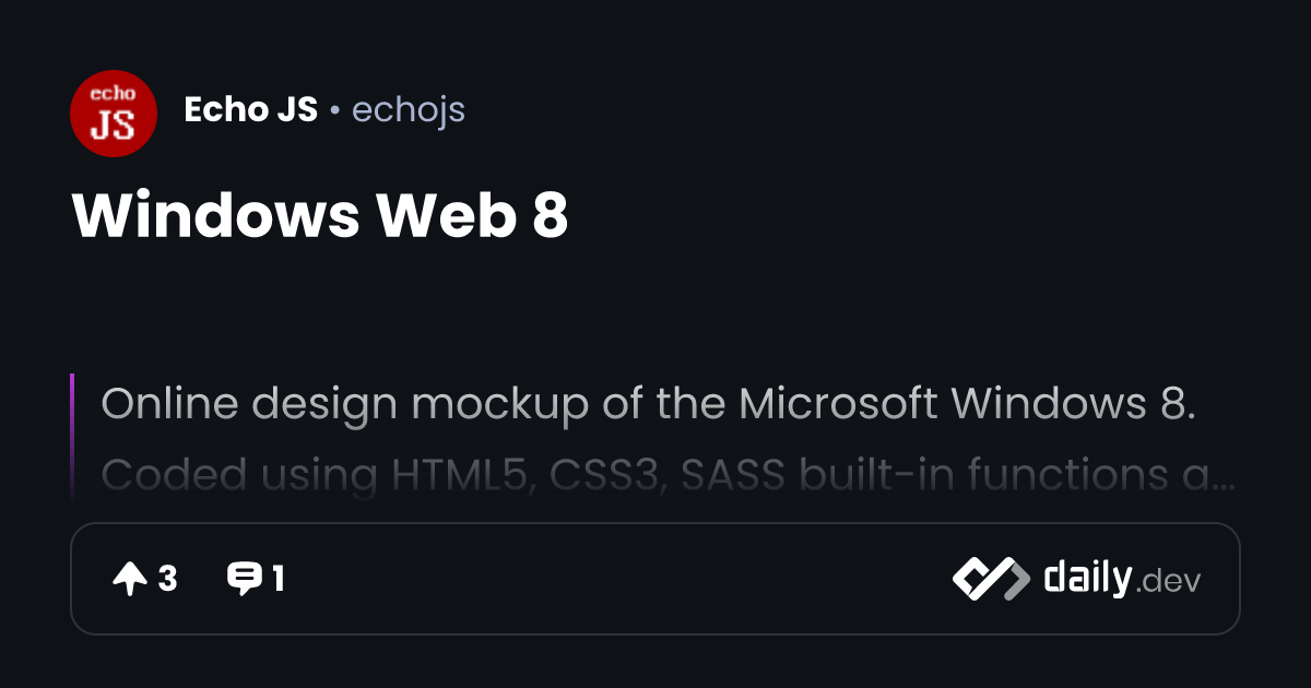 Windows Web 8 | daily.dev