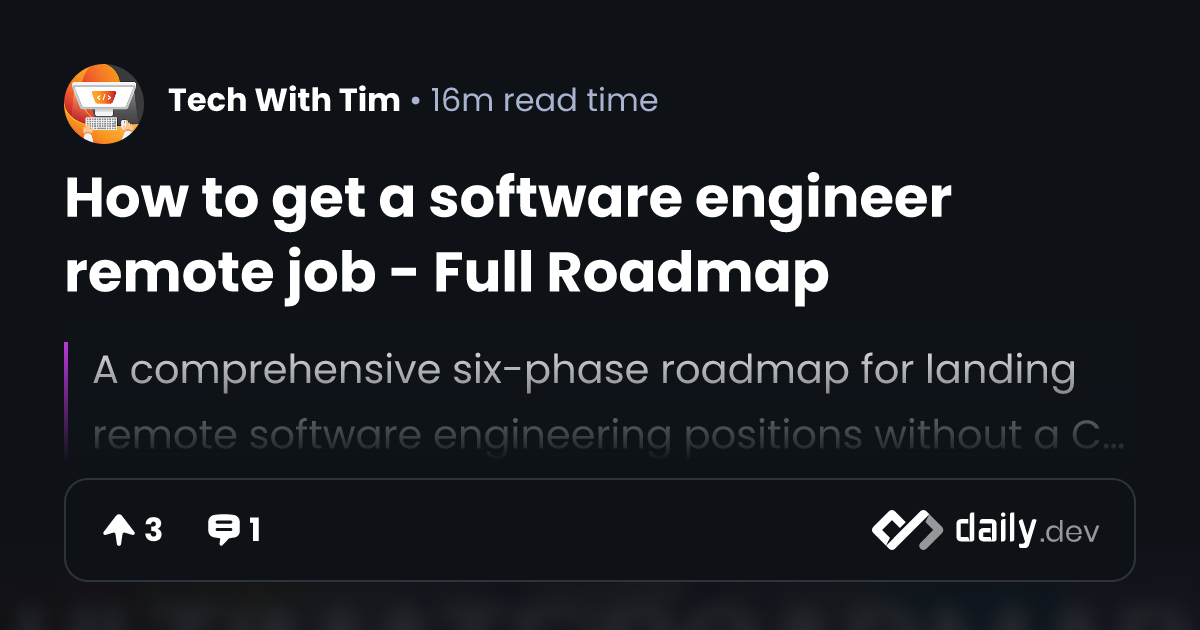 How to get a software engineer remote job - Full Roadmap