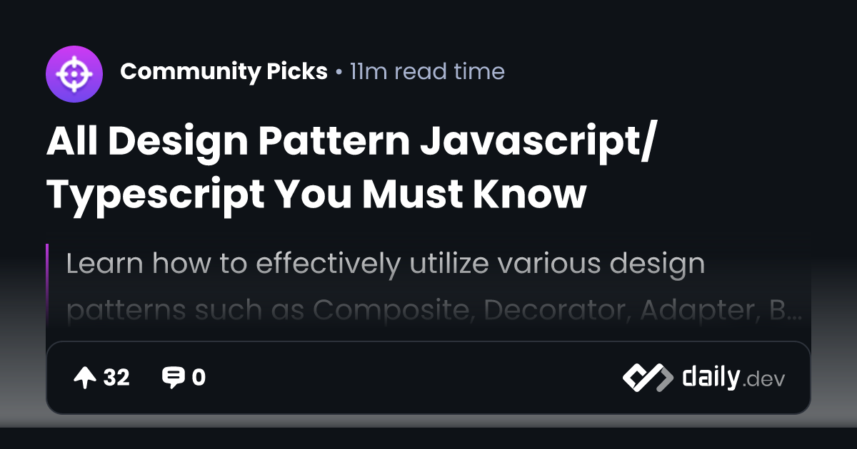 All Design Pattern Javascript/Typescript You Must Know
