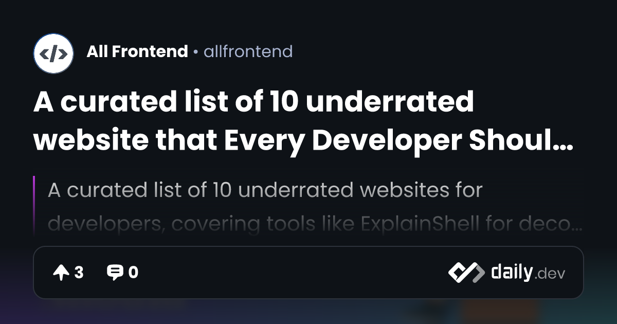 A curated list of 10 underrated website that Every...