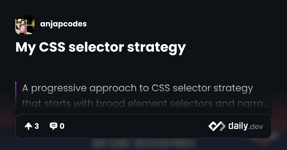 My CSS selector strategy | daily.dev