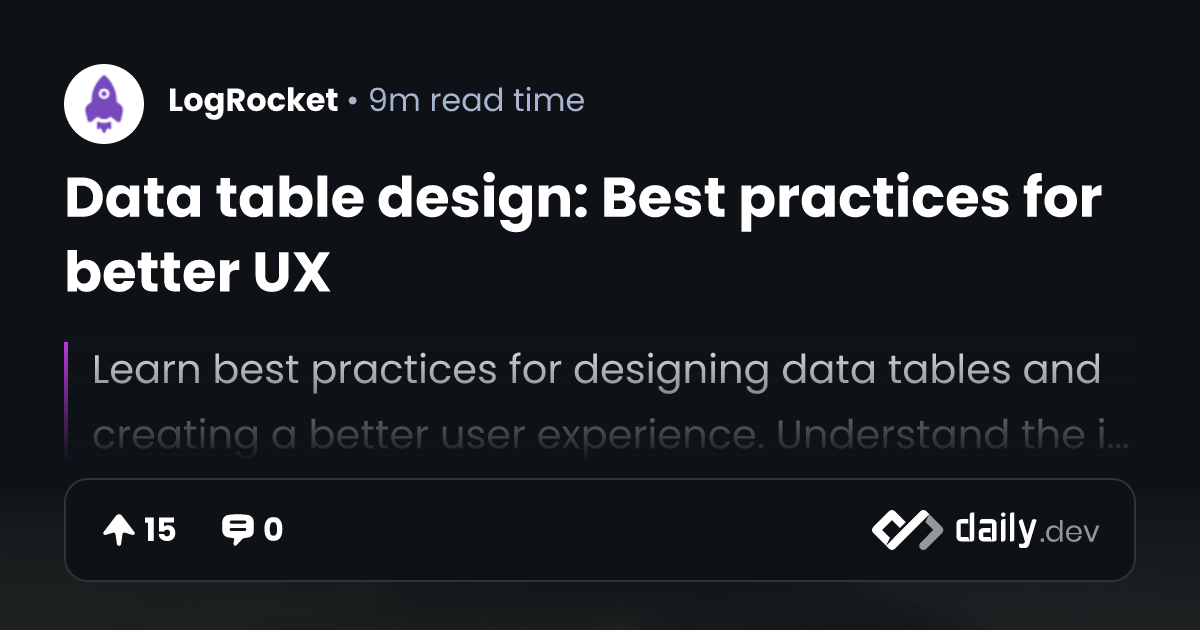 Data table design: Best practices for better UX | daily.dev
