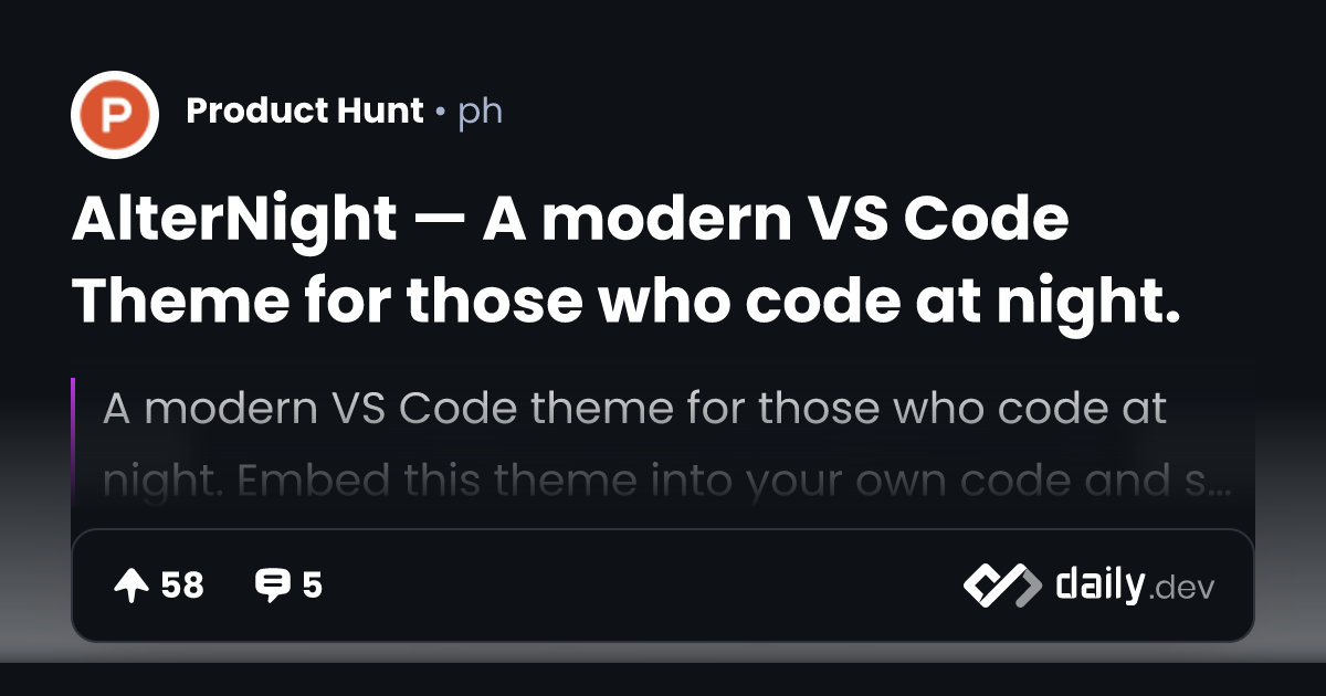 AlterNight — A modern VS Code Theme for those who code at night ...