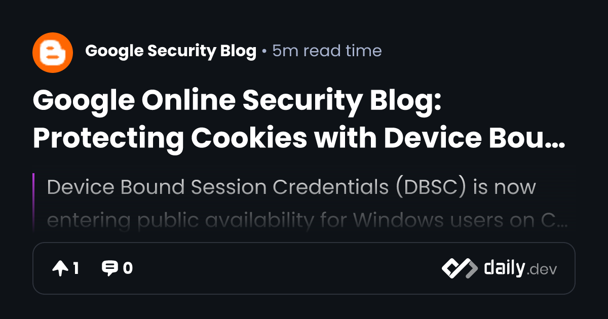 Google Online Security Blog: Protecting Cookies with...