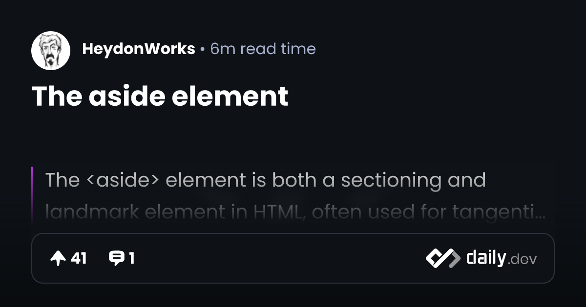 The aside element | daily.dev
