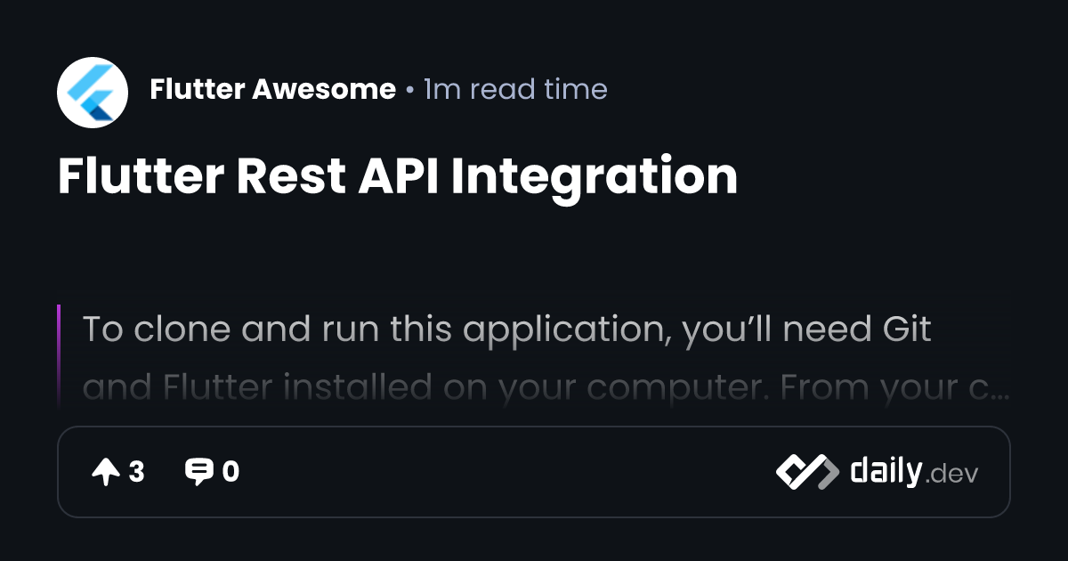 Flutter Rest API Integration | daily.dev