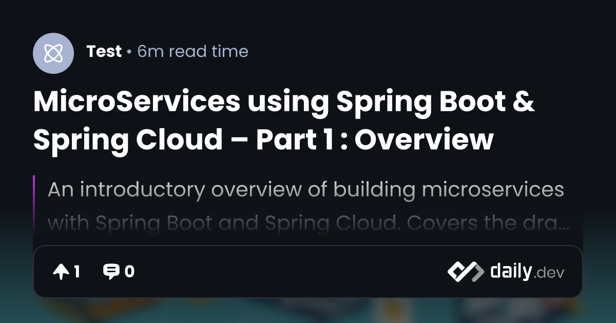 MicroServices using Spring Boot & Spring Cloud – Part 1...