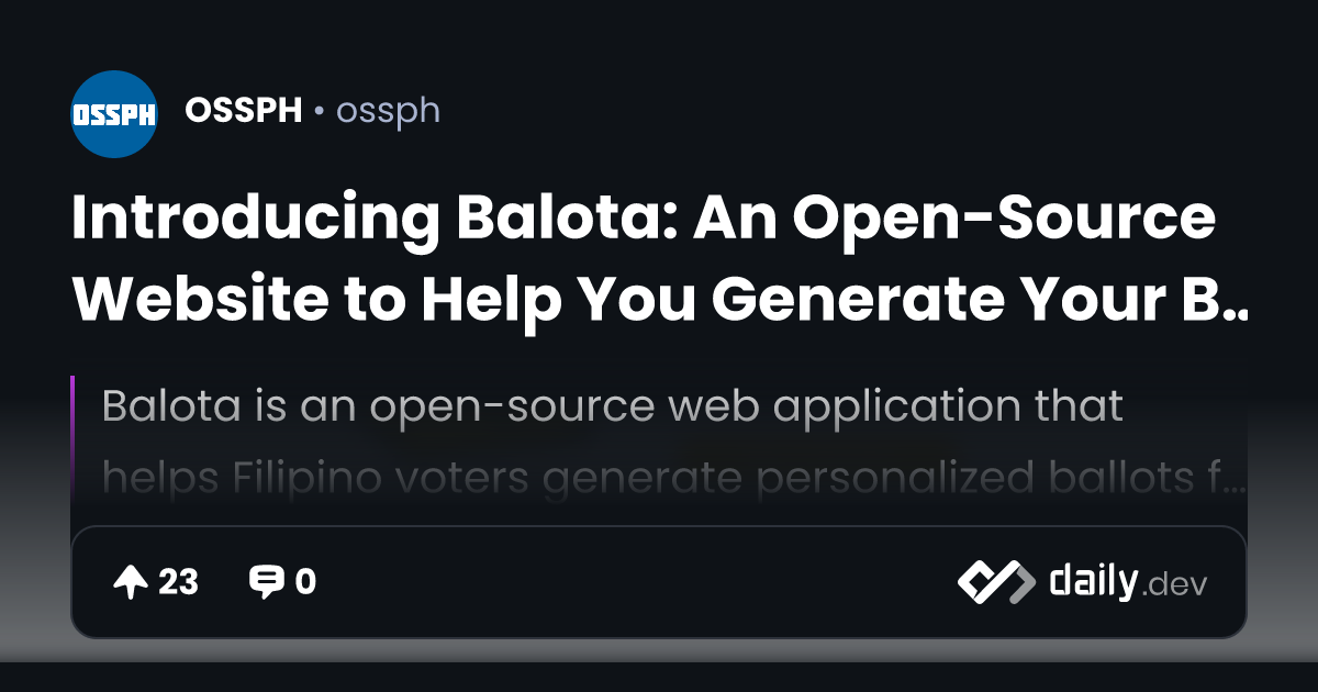 Introducing Balota: An Open-Source Website to Help You...