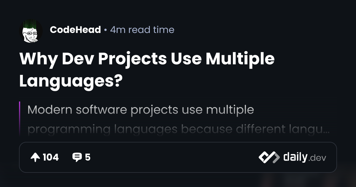 Why Dev Projects Use Multiple Languages Daily Dev