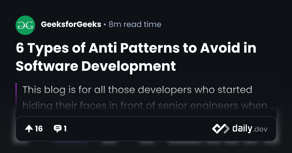 6 Types of Anti Patterns to Avoid in Software Development