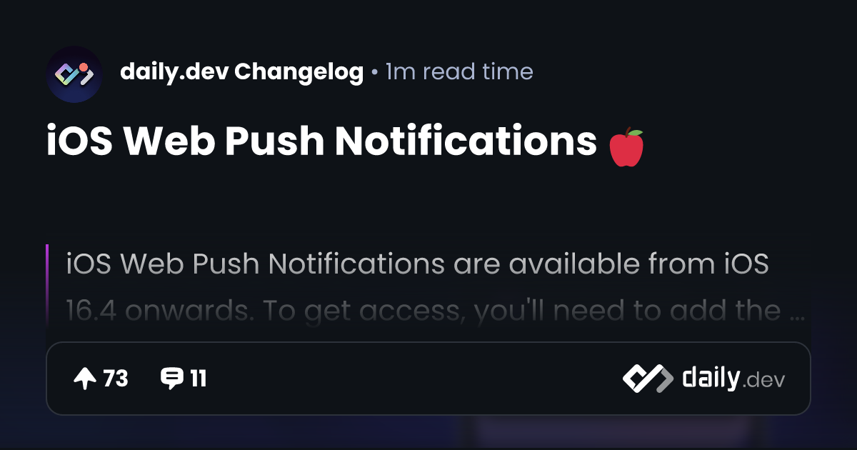 iOS Web Push Notifications 🍎 | daily.dev