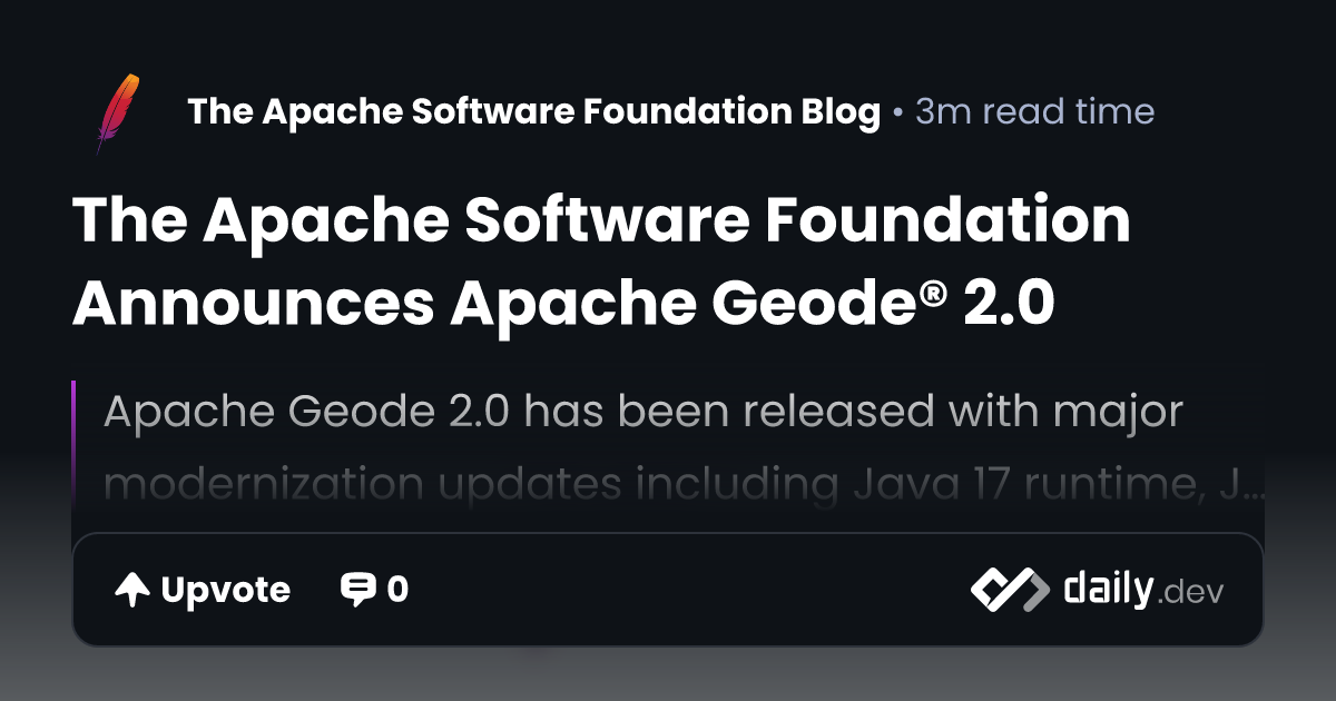 The Apache Software Foundation Announces Apache Geode® 2.0