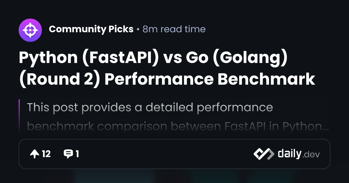 Python (FastAPI) vs Go (Golang) (Round 2) Performance...