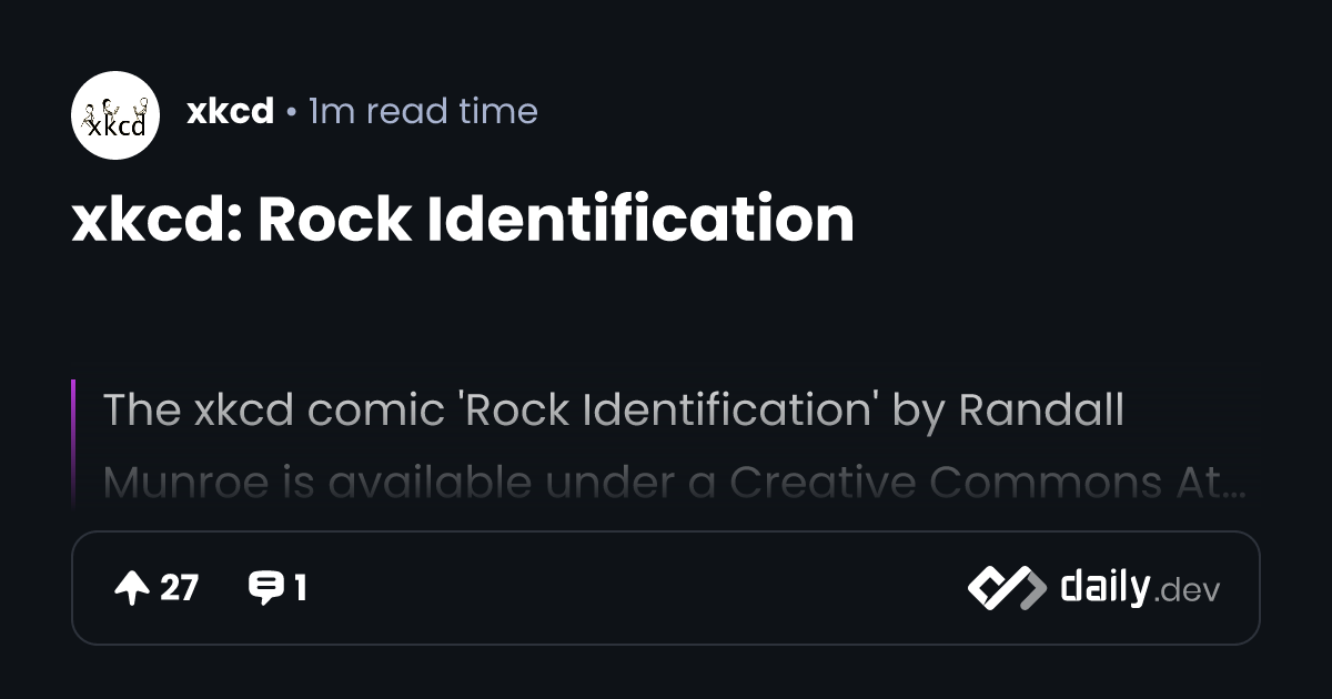 xkcd: Rock Identification | daily.dev