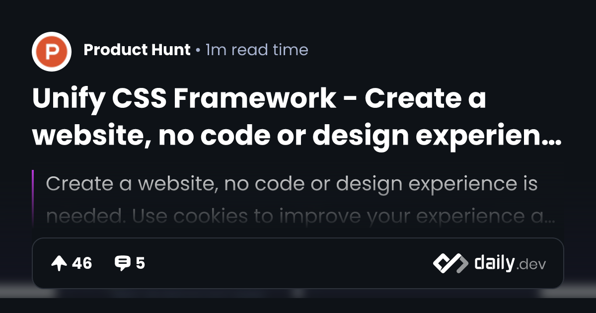 Unify CSS Framework - Create a website, no code or...