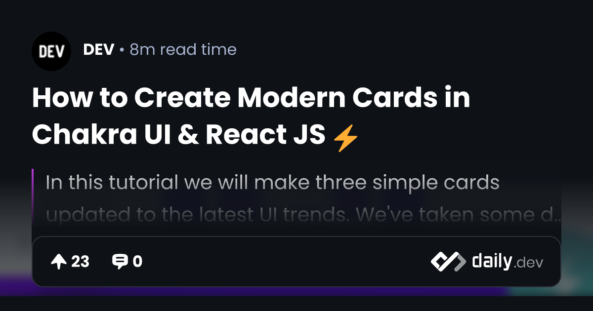 How to Create Modern Cards in Chakra UI & React JS ⚡️
