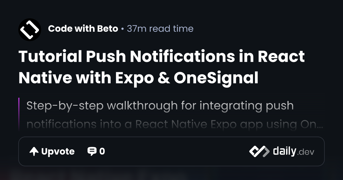 Tutorial Push Notifications in React Native with Expo