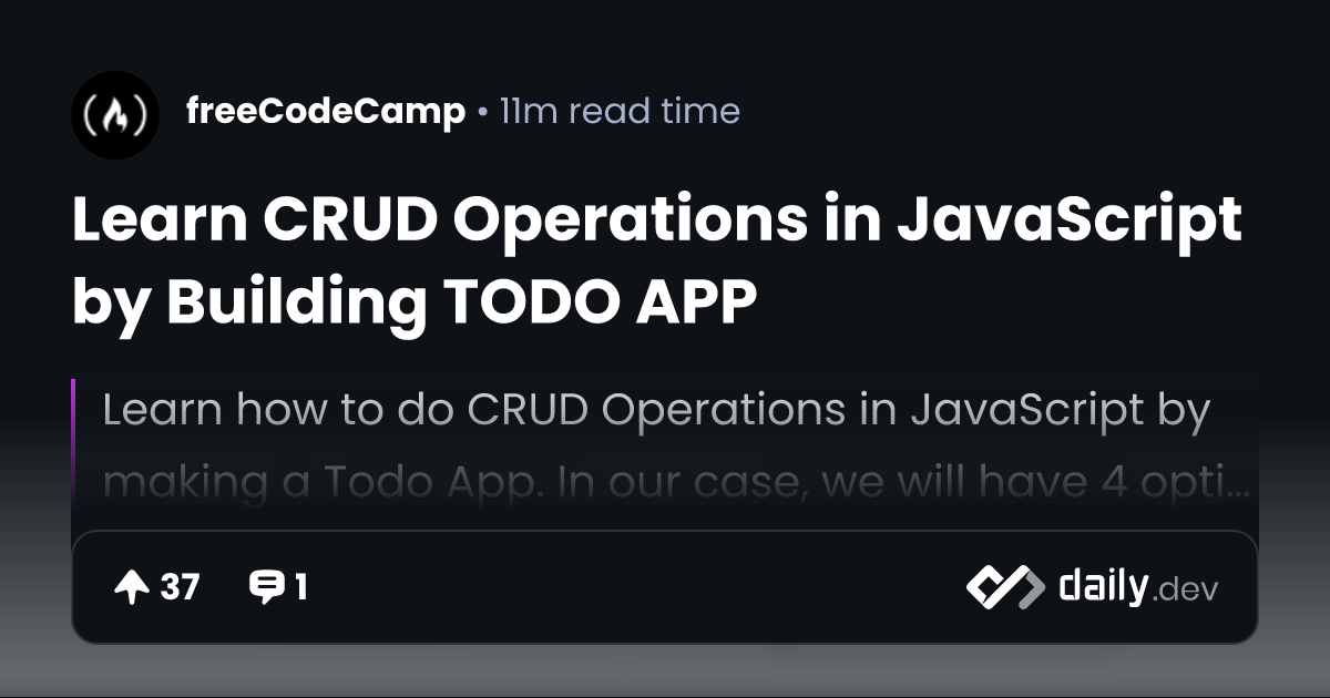 Learn CRUD Operations in JavaScript by Building TODO APP
