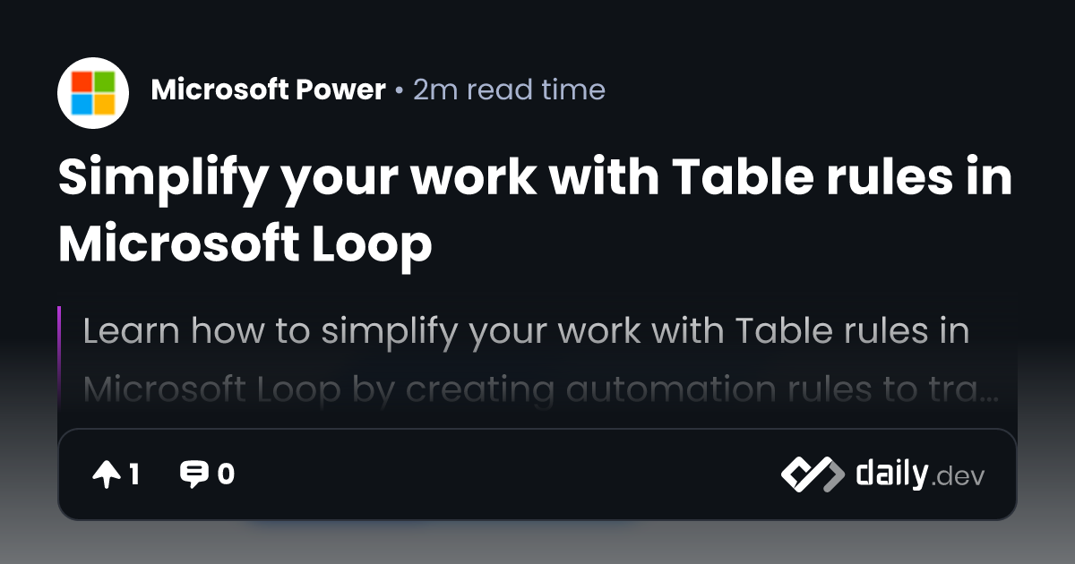 Simplify your work with Table rules in Microsoft Loop