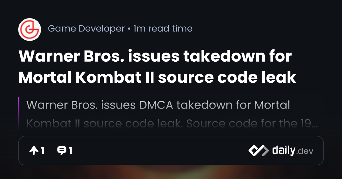 Mortal Kombat 2 source code leak gets shut down by Warner Bros