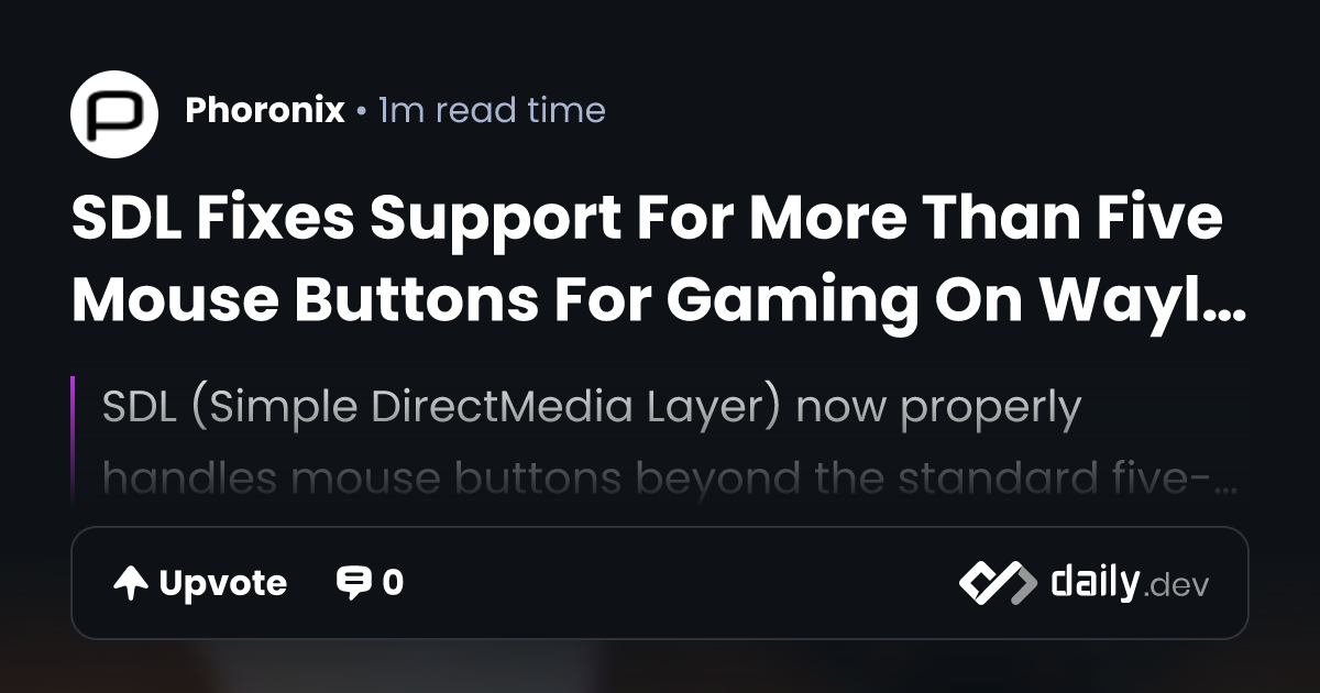 SDL Fixes Support For More Than Five Mouse Buttons For...