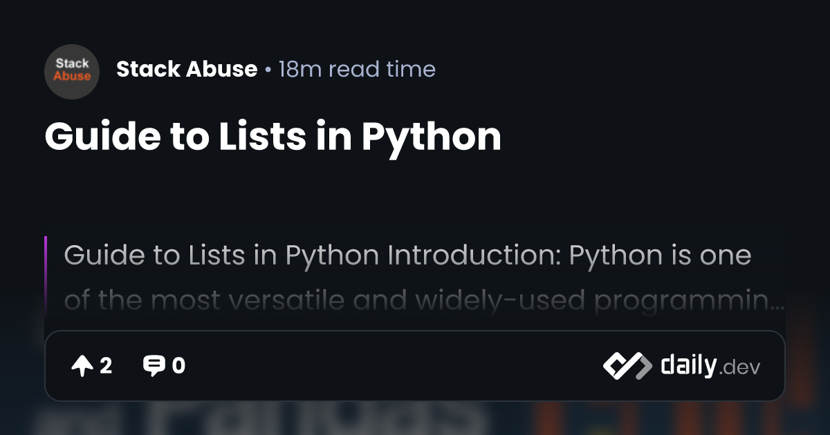 Guide to Lists in Python | daily.dev