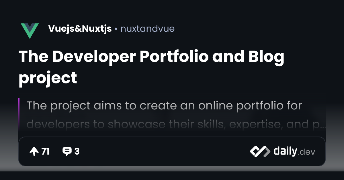 The Developer Portfolio and Blog project | daily.dev