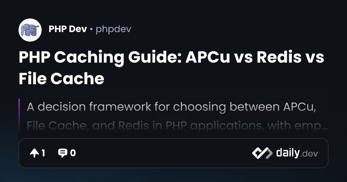 PHP Caching Guide: APCu vs Redis vs File Cache | daily.dev