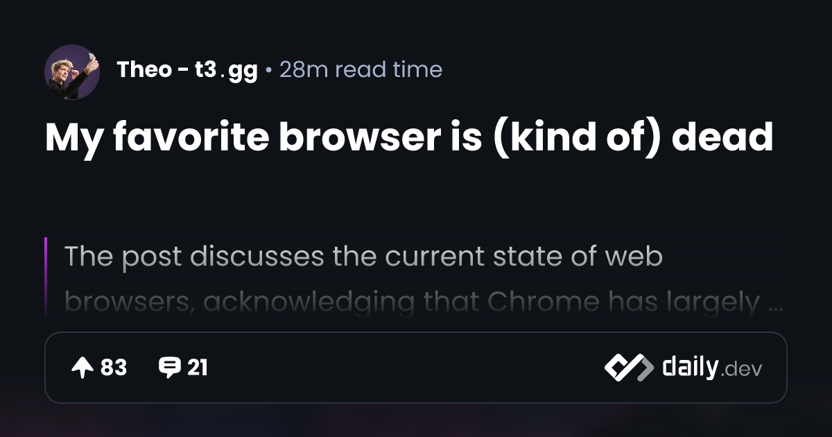 My favorite browser is (kind of) dead | daily.dev